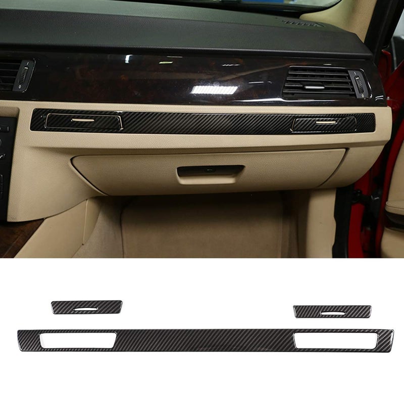 CHEYA ABS Carbon Fiber Dashboard Cup Holder Decoration Strips Trim Stickers 3pc for BMW 3 Series E90 2005-2012 Car Accessoires - Image 1